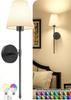 American-Style Wireless RGB Wall Lamp with Remote Control and Fabric Shade for Bedside, Living Room, or Stairwell