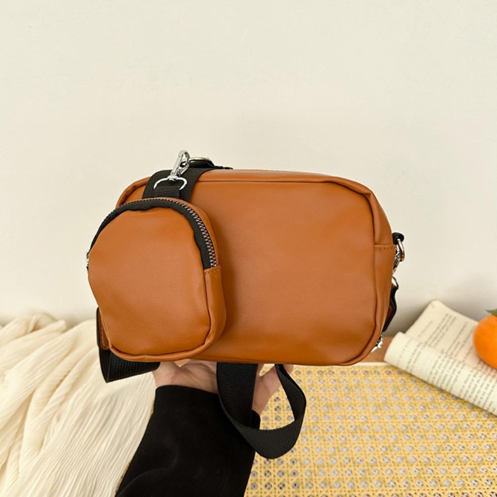 Vintage Bag with Pouch Cross Body Shoulder Bag Leisure PU Leather Bag  Unisex