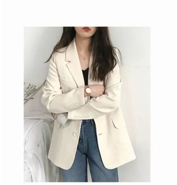 2025 Korean Style Women's Chic Casual Loose Long Sleeve Suit Top for Spring and Autumn
