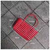 Korean Openwork Woven Beach Handbag with Key Charm