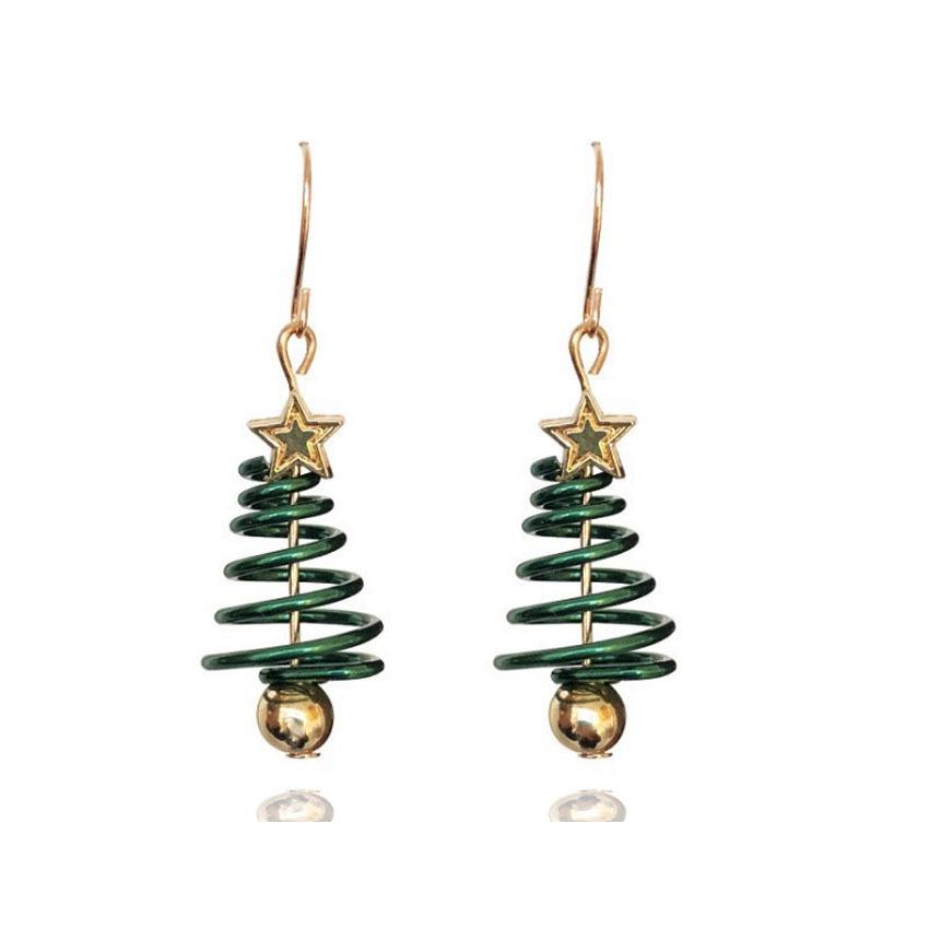 European  American Christmas Earrings: Star  Tree Designs
