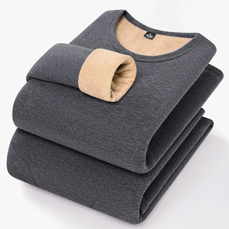 Thick Fleece Lined Thermal Underwear Set Men Women Winter Warm Long Sleeve Top Pants