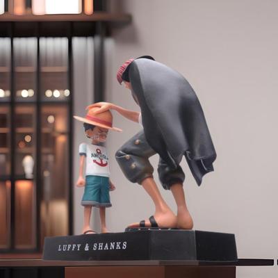Straw Hat Luffy & Red-Haired Shanks Figure Scene: Head Touch Car Ornament
