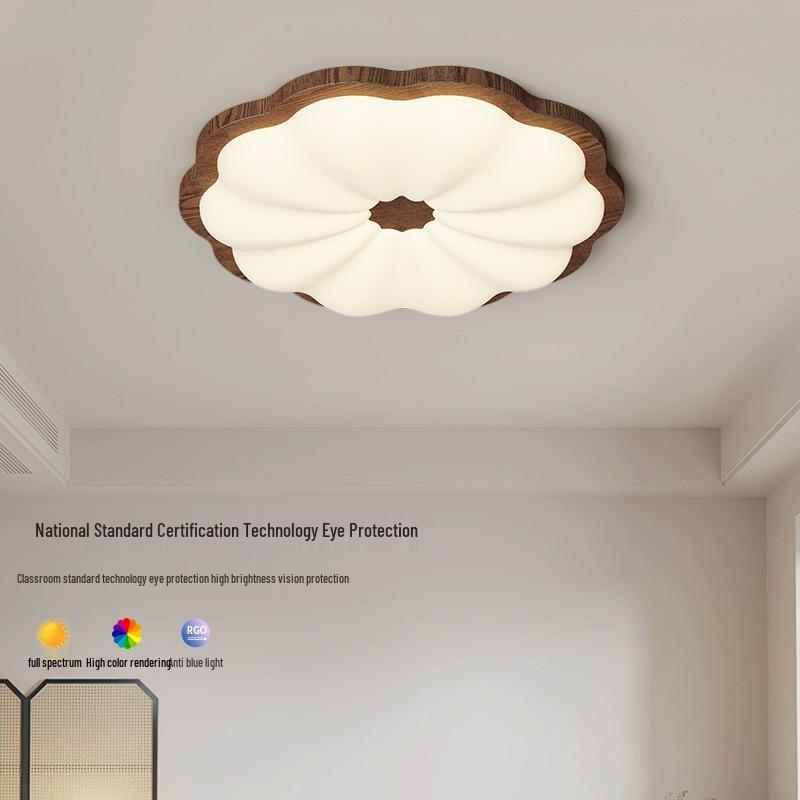 Vintage Cream LED Ceiling Light for Children's Room - Walnut Cookie Design, Super Bright, Full Spectrum