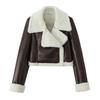 Spring and Autumn New Women's Clothing Lapel Fur Integrated Fleece Short Women's Jacket