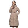 Casaco Feminino de Inverno com Capuz, Algodão e Penas, Novo, High-end, Slim-fit, Longo até o Joelho, Quente, Moderno