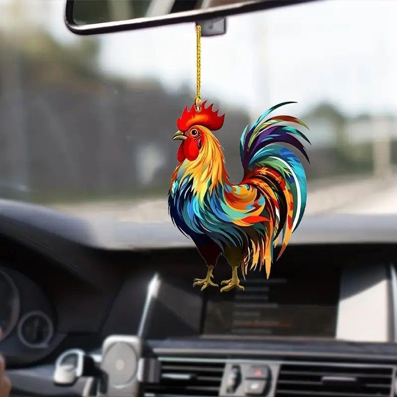 

Красочный акриловый мультяшный петух Рождественский декор Плоское подвесное украшение Транспортные средства Для