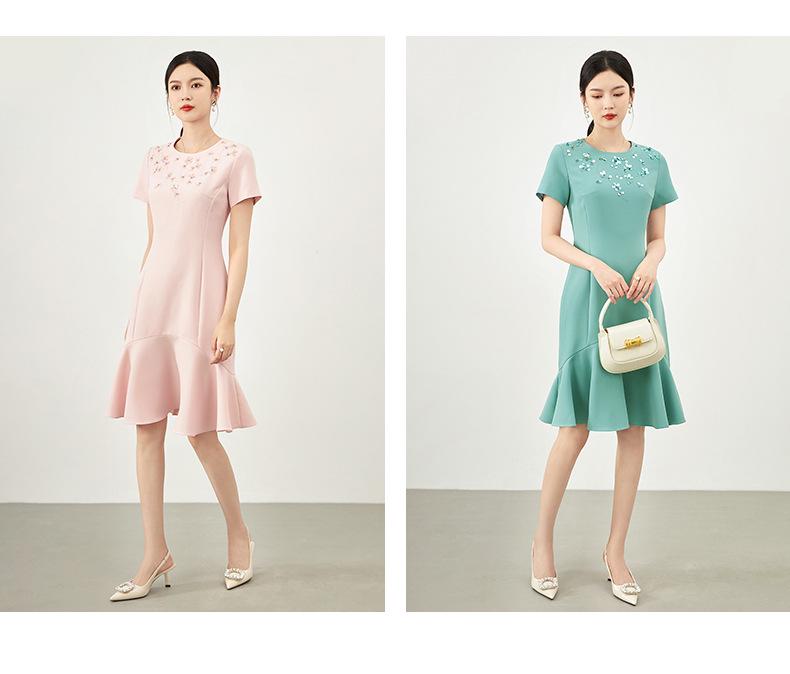 Sommer 2024 Besetztes Diamant Feminin Taillenbetontes Kleid