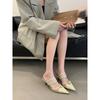 Fashion New Summer 2025 Patent Leather Nude Color Thin Heel Pointed High-heeled Sandals, Transparent Open Toed Sexy Women's Slippers