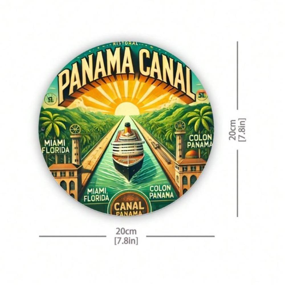 Vintage Metal Wall Sign Panama Canal Aluminum Poster Retro Home Decor Kitchen Bedroom