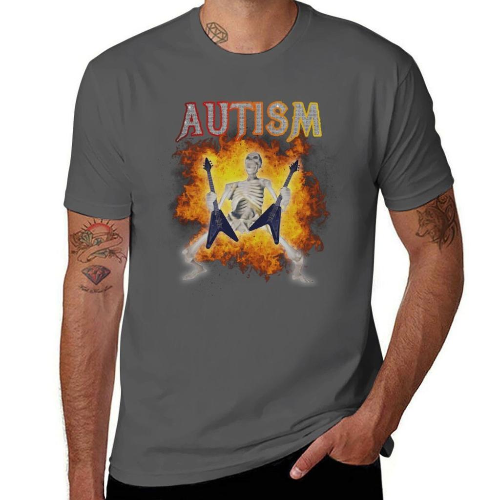 Autism Funny Skeleton Meme Tshirt Fashion Letter Print Tshirt