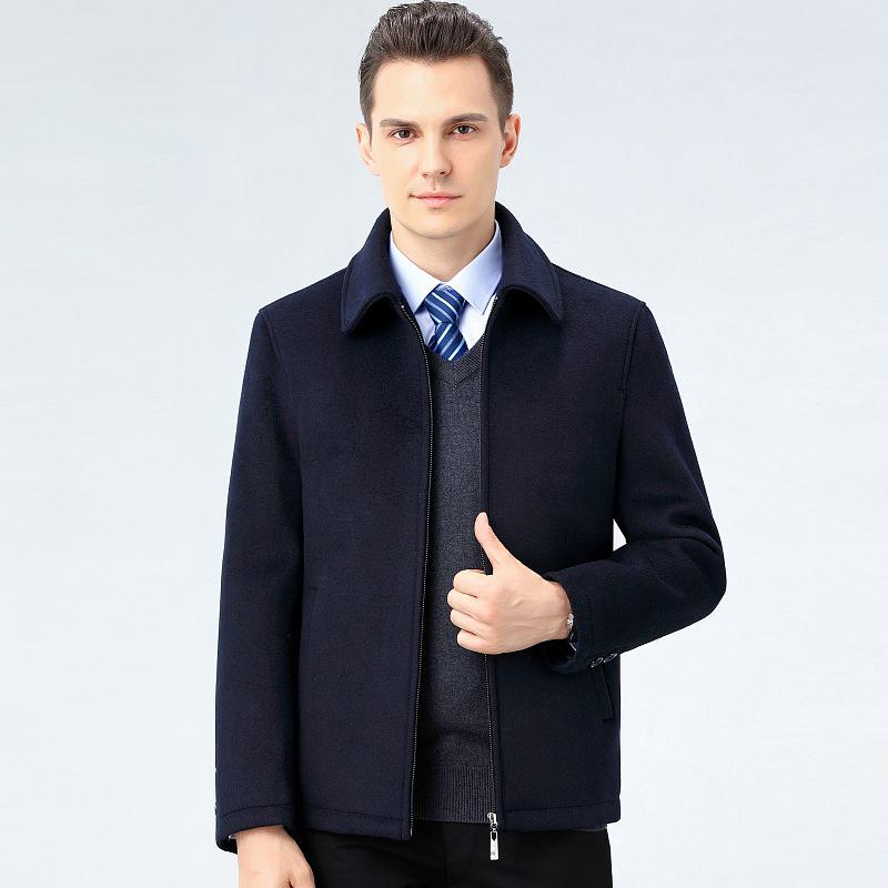 

Brand Men s Winter Cashmere Jacket - Middle-aged & Elderly Plus Velvet Thick Wool Coat 180 темно-синього кольору