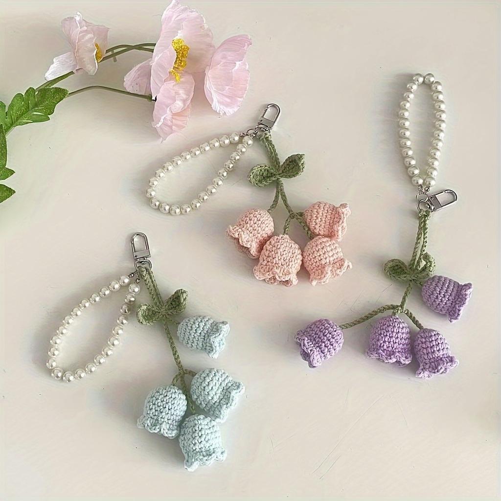 Cute Pearl Keychain, Thread Hook Orchid Flower String Design, Durable Packaging Buckle, Suitable for Practical Small Pendants In Keybag Accessories.