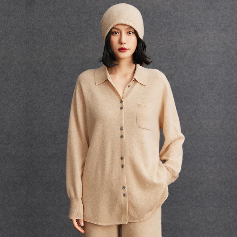 Autumn/Winter 2026 Women's Cashmere Polo Collar Knit Cardigan