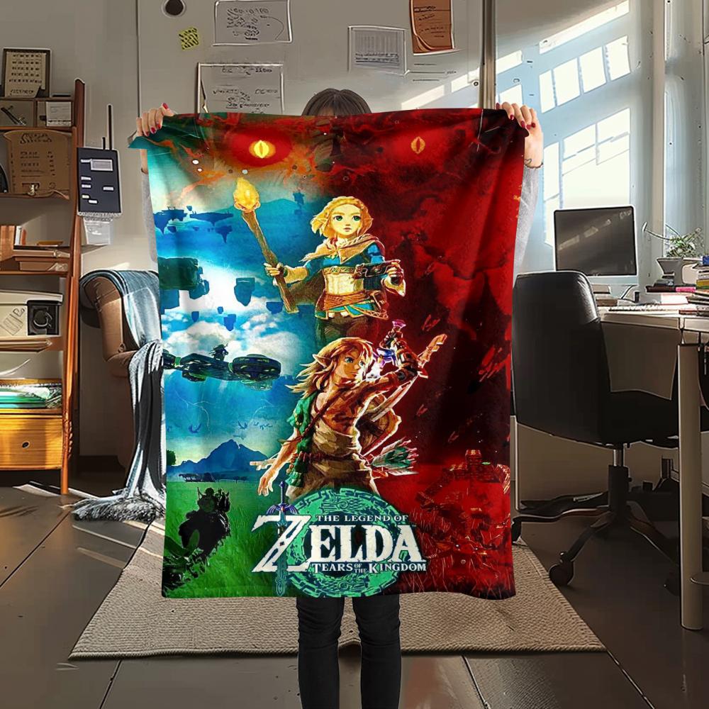 1Pc Link Zelda Print Flannel Blanket, High quality Comfortable for All Seasons, Home Decor, Warmth and Comfort, Perfect for Christmas Gifts