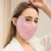 Women's 100% Mulberry Silk Sun Mask - Breathable, Anti-UV, Double Layer, Full Face Coverage for Summer Cycling.