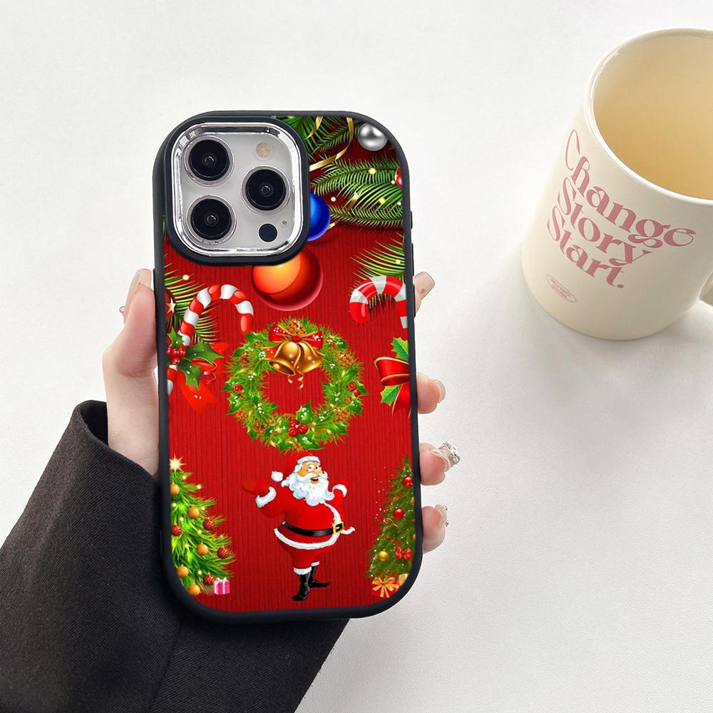 N111 Merry Christmas art Happy New Year Soft Phone Cases for Samsung S24 S23 A15 A12 A35 A54 Infinix Hot 40i Plating Frame Camera Protector Back Cover