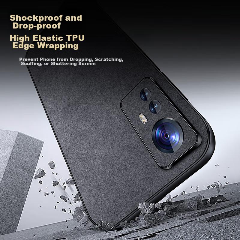 Xiaomi 12 Phone Case, Mi 12X Protective Cover, Shockproof, Full Lens Protection, 12S Soft Case, Simple Silicone Outer, WoAnd Leather Case, Black