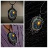 Vintage Gothic Glass Pendant Necklace Sun Moon Style Charm Necklace  Jewelry Accessories