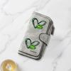 Long Wallet with Green Sparkling Heart and Four Leaf Clover Decorative Print Multifunctional Portable Coin Purse with Snap Closure Suitable for Daily