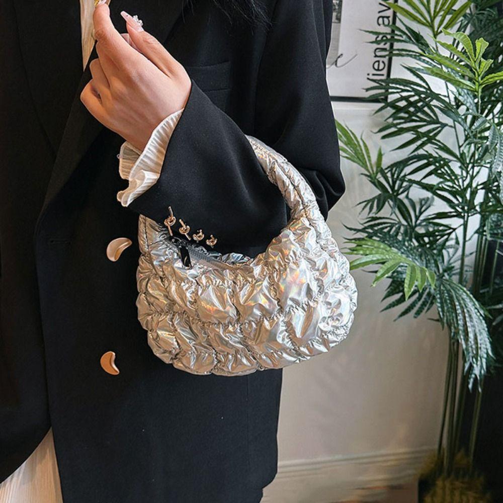 Mini Cloud Bubble Handbag Nylon Underarm Bag Sweet Pleated Cloud Bag  Office Worker