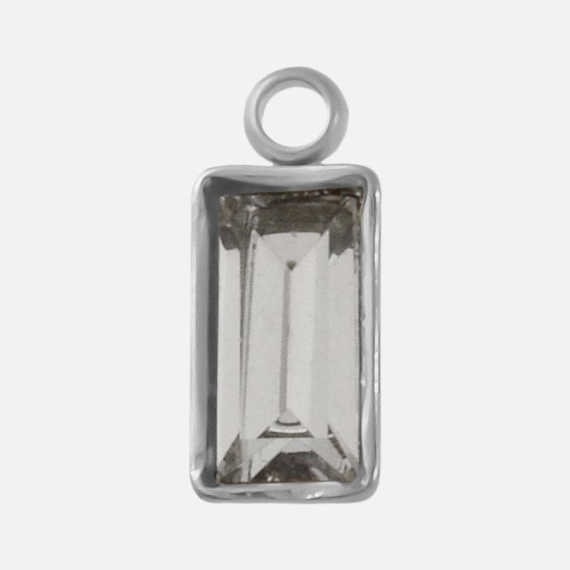 6pcs Rectangle Geometric Crystal Pendants Stainless Steel Charms For Jewelry Making Supplies Metal Rhinestone Charm DIY Bracelet