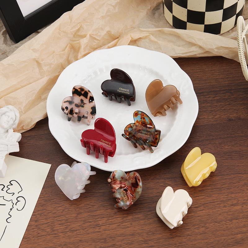 French Acetic Acid Love Hairpin Female Head Half Tie Hair Small Grab Clip Temperament Hairpin Shark Clip Headdress