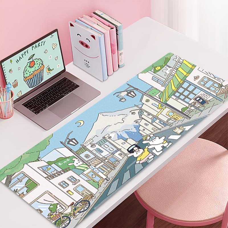 Anime Deskmat x Laptop Table Mat Cute Rabbit Rubber Accessories Gaming Mouse Mat Keyboard Carpet Mouse Pad Office Deskmat