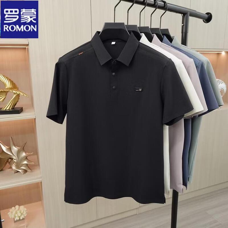 Romon Men s Summer Ice Silk Polo Shirt L