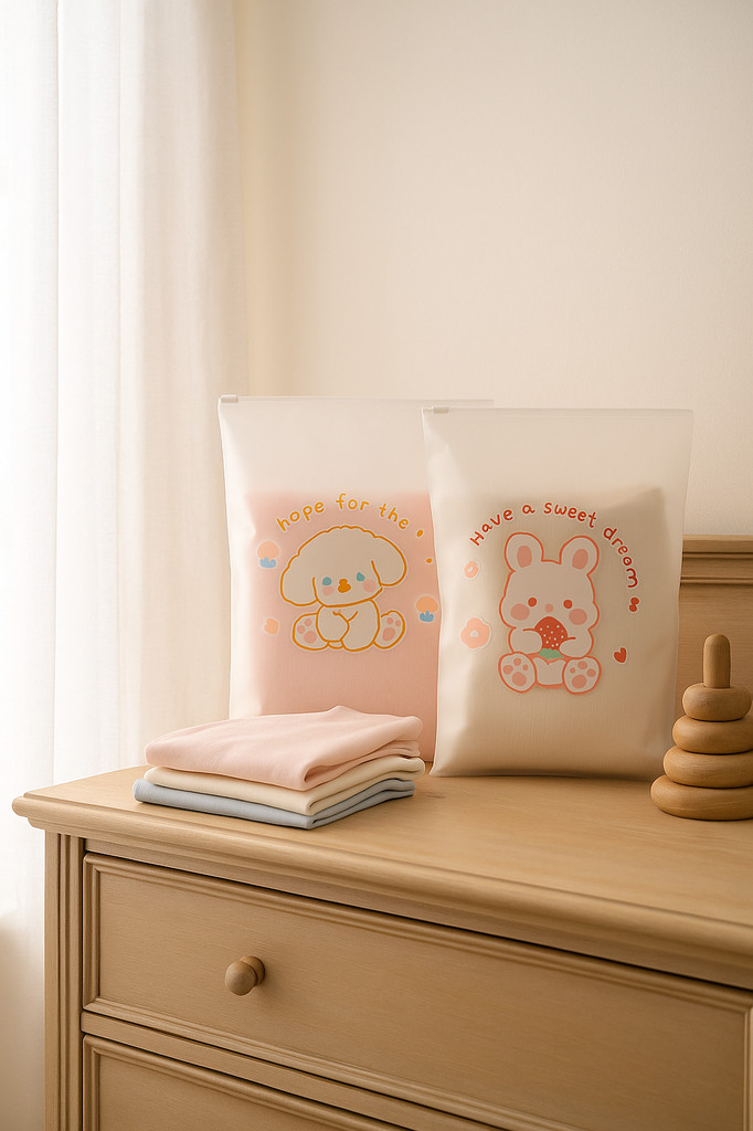 2 stücke Kleidung lagerung tasche Reise cartoon kinder transparent kleidung zipper tasche nette verdickt matt tasche unterwäsche tasche