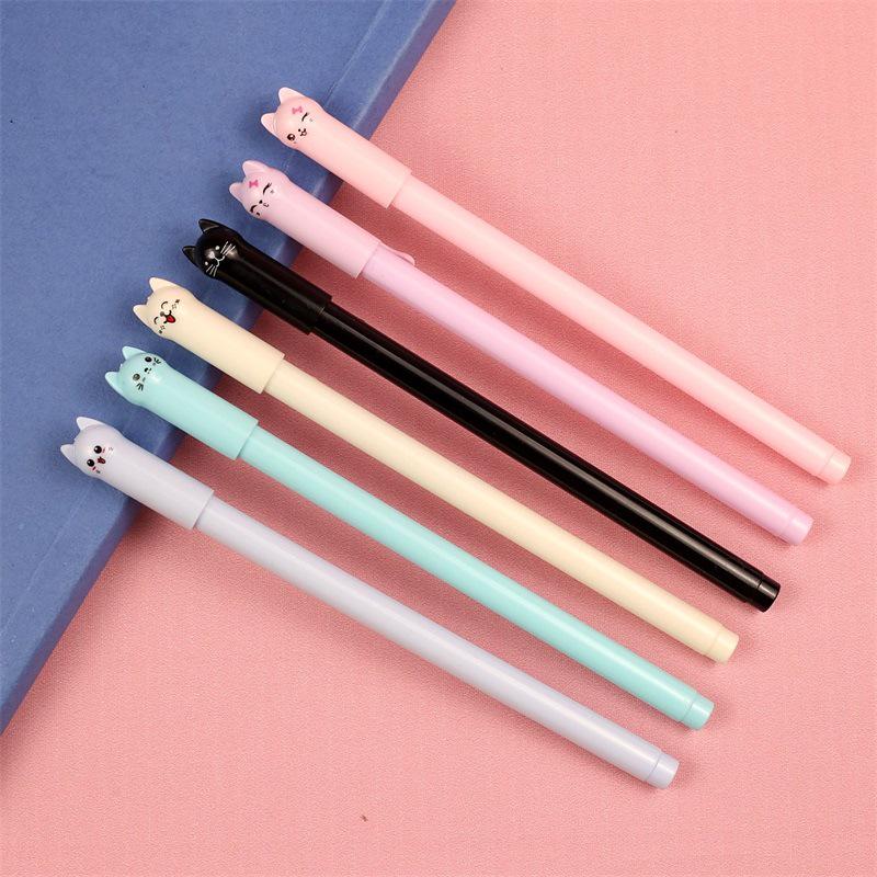 Custom Engraved Cartoon Cat Gel Pen - 0.5mm Black Ink, Anti-Lost Student Stationery Pen