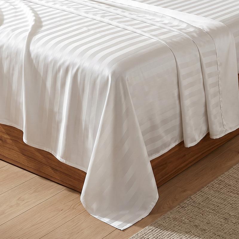 Cross-Border Satin Stripe Bed Sheet & Pillowcase Set for Oversized Double Bed