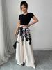 2025 Summer Women's Ink Print Mid-Waist Wide-Leg Straight Pants