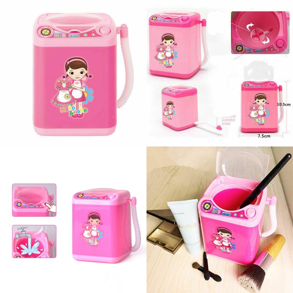 Charming And Practical Mini Electric Washing Machine Dollhouse Toy For Makeup Brush Cleaning
