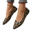 Large size pointed leopard print casual single shoes women's spring new fashionable versatile shallow mouth flat shoes