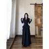 Black new Chinese cheongsam long-sleeved dress women's early autumn high-end temperament waist birthday dress long skirt