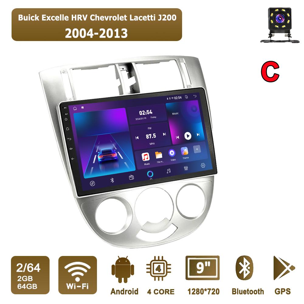 

Android Car-Play Car Radio For Buick Excelle HRV Chevrolet Lacetti J200 2004-2013 Multimedia Player Head Unit Stereo GPS Navigation BT WIFI,2+64GB C срібний