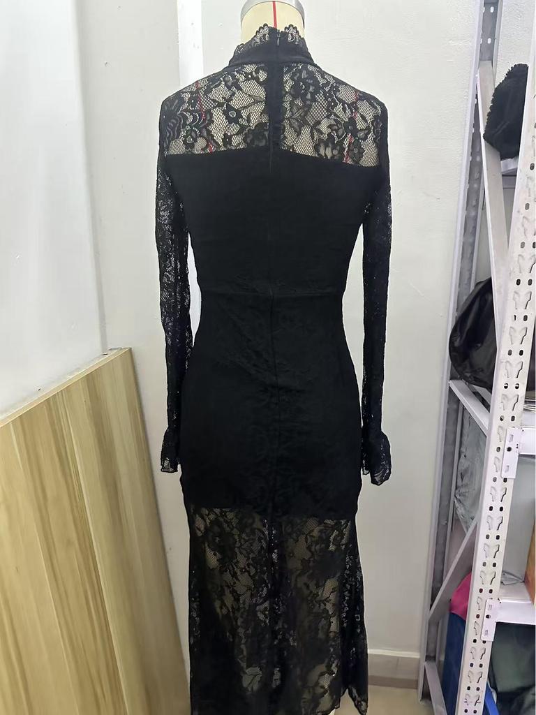 Elegant Black Lace Mermaid Party Dress