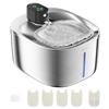 APD APETDOLA Cat Water 4L Large Stainless Quiet Wireless Motion LED Three Water Dispensing Power for Cats and Includes Activated Carbon Filter and