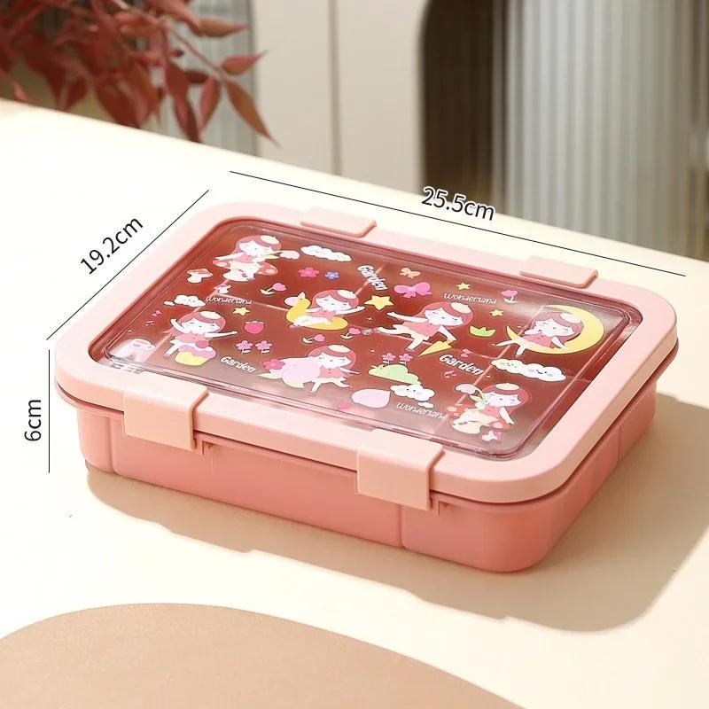 1500Ml Cartoon Lunch Box Portable Rectangular Kids Students Office Benton Box Leakproof Food Container Microwave Oven Tableware
