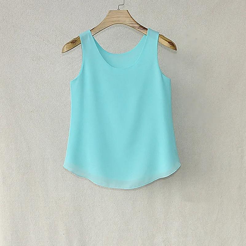Women Summer Chiffon Blouse Sleeveless Vest Casual Loose Tops Ladies Solid Shirt