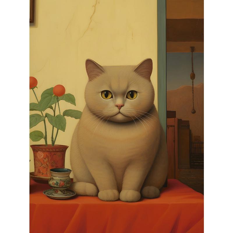 Botero Classic Exhibition Artwork Girl with Cat/The Musicians Abstract Poster Canvas Painting Wall Pictures Home Decor