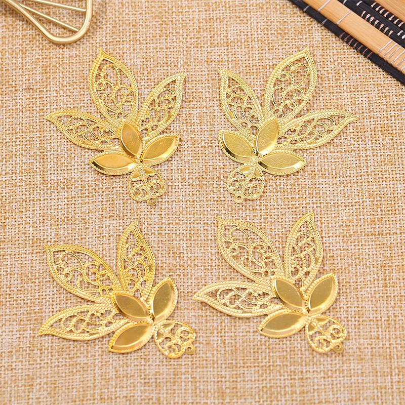 Gold Leaf Flower Connectors Iron Filigree Wraps Diy Scrapbook Home Decor Embellishments Metal Crafts