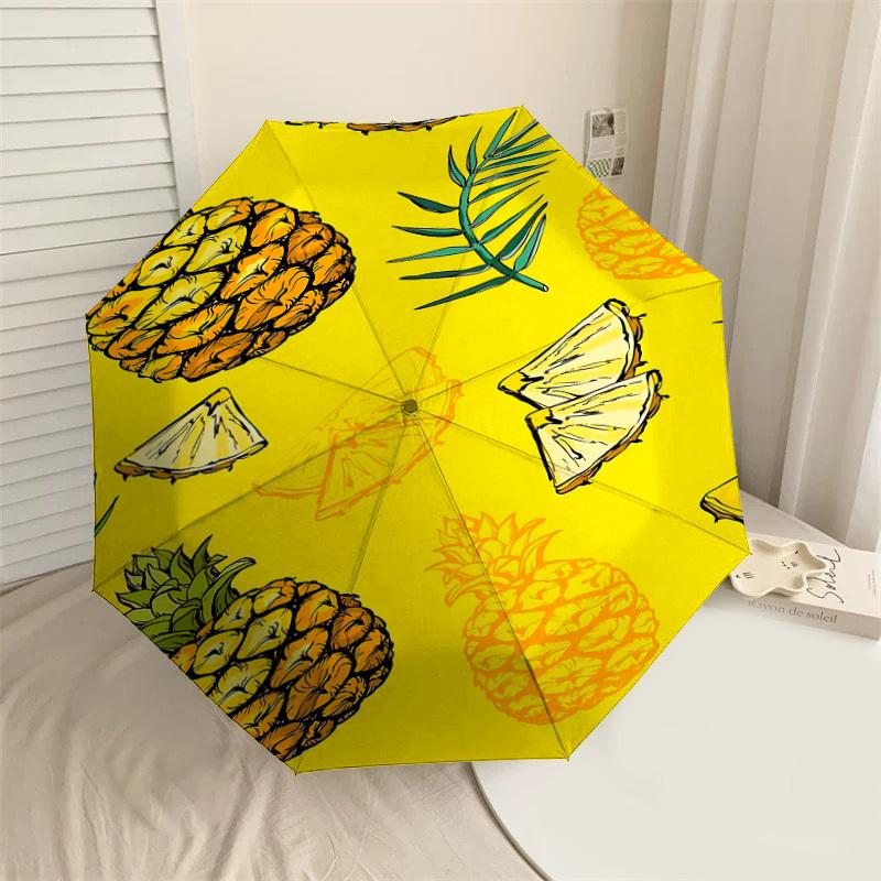 

1pc pineapple fruit Automatic Open/Close Umbrella Compact Folding Umbrella with 8-Rib Shaft for Women/Men, Elegant Birthday1139S
