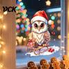 Indoor Outdoor Winter Ornaments Christmas Owl Window Static Cling Decal, Waterproof PVC Decorative Sticker, Easy Holiday Scene Stickers Apply Sticker