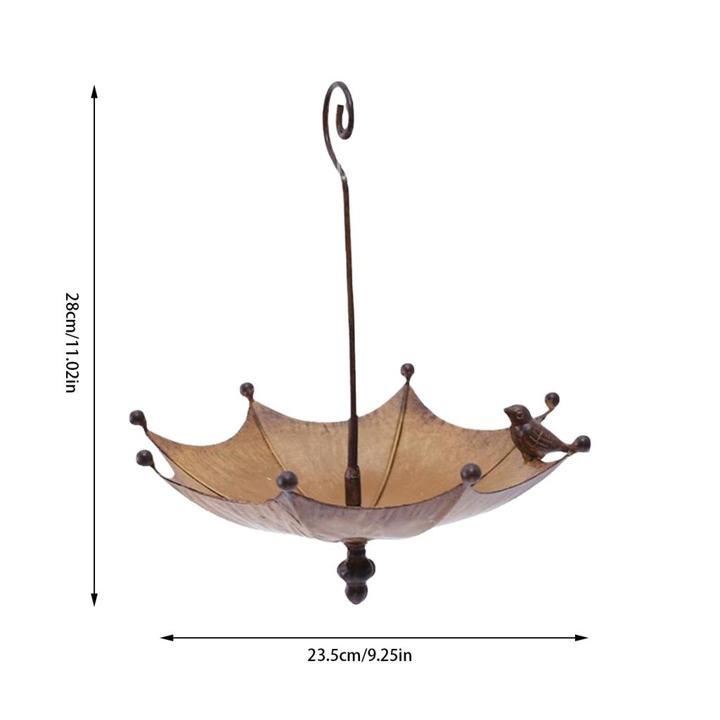 Umbrella Bird Feeder Hanging Bird Bath Premium Water Tray Iron Bird Food Bowl For Outside Outdoor Backyard Lawn Yard Porch Decor