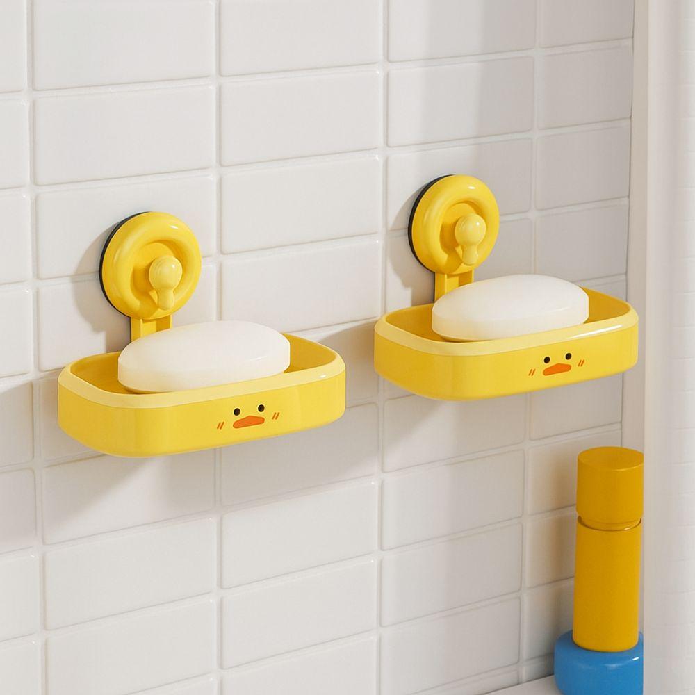 Wall Mounted Suction Cup Soap Box Cartoon Duck Soap Container Tray Creative Soap Holder  Household
