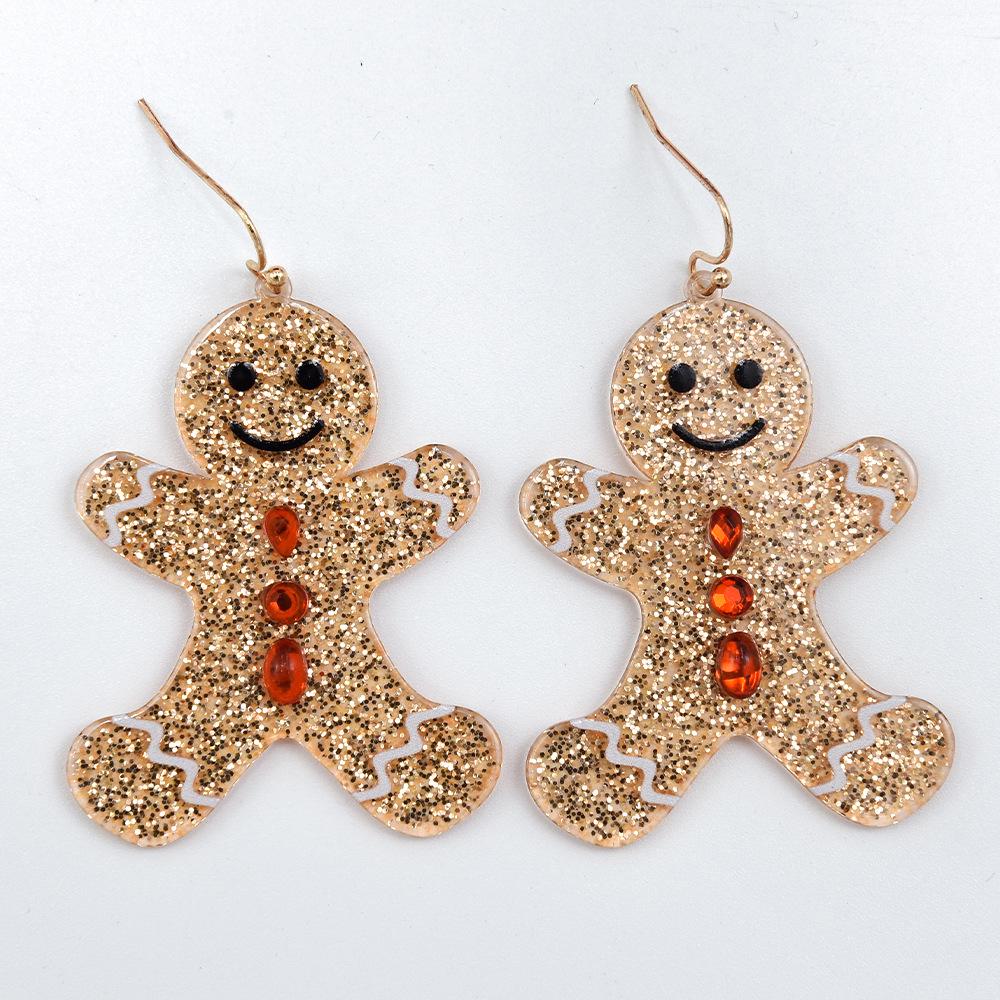 

Creative Cartoon Gingerbread Man Earrings - Cute Christmas Dangle Accessories for Girls