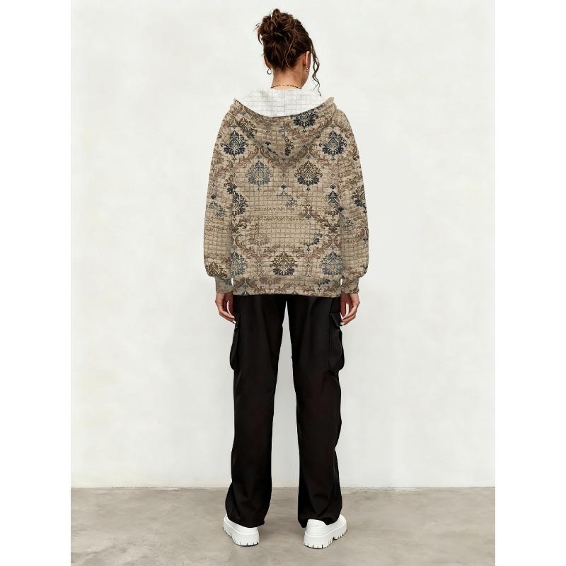 Bedruckte Kapuzenjacke im lässigen Stil mit buntem Blumenmuster