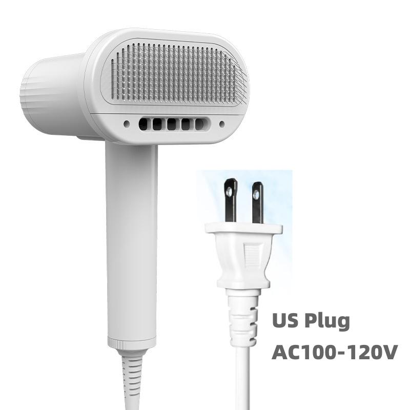 2-in-1 Pet Hair Dryer with Slicker Brush Overheating Protection 3 Blowing Modes Low Noise Dog Grooming Blower with Comb Brush